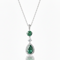 Tri pearl pendant necklace in green