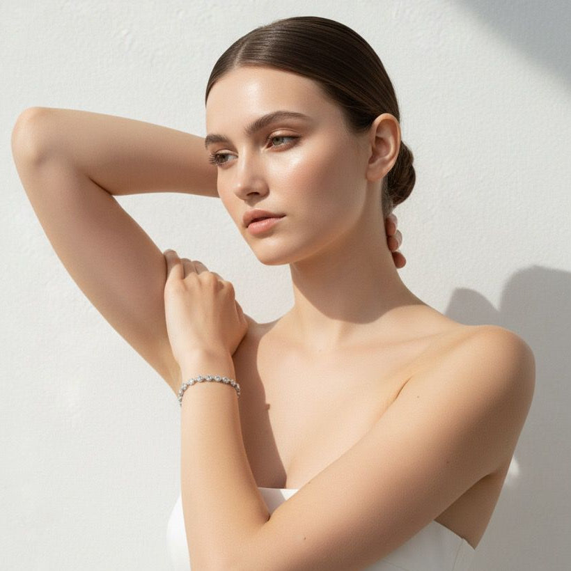 Square tennis bracelet - Clear