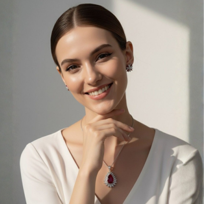 Vivid Allure set of earrings and necklace in Red