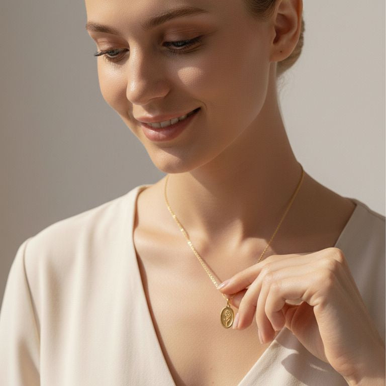 Sunshine Rose Gold Oval  Necklace