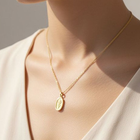 Sunshine Rose Gold Oval  Necklace