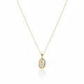 Gold necklace with a pendant on a white background